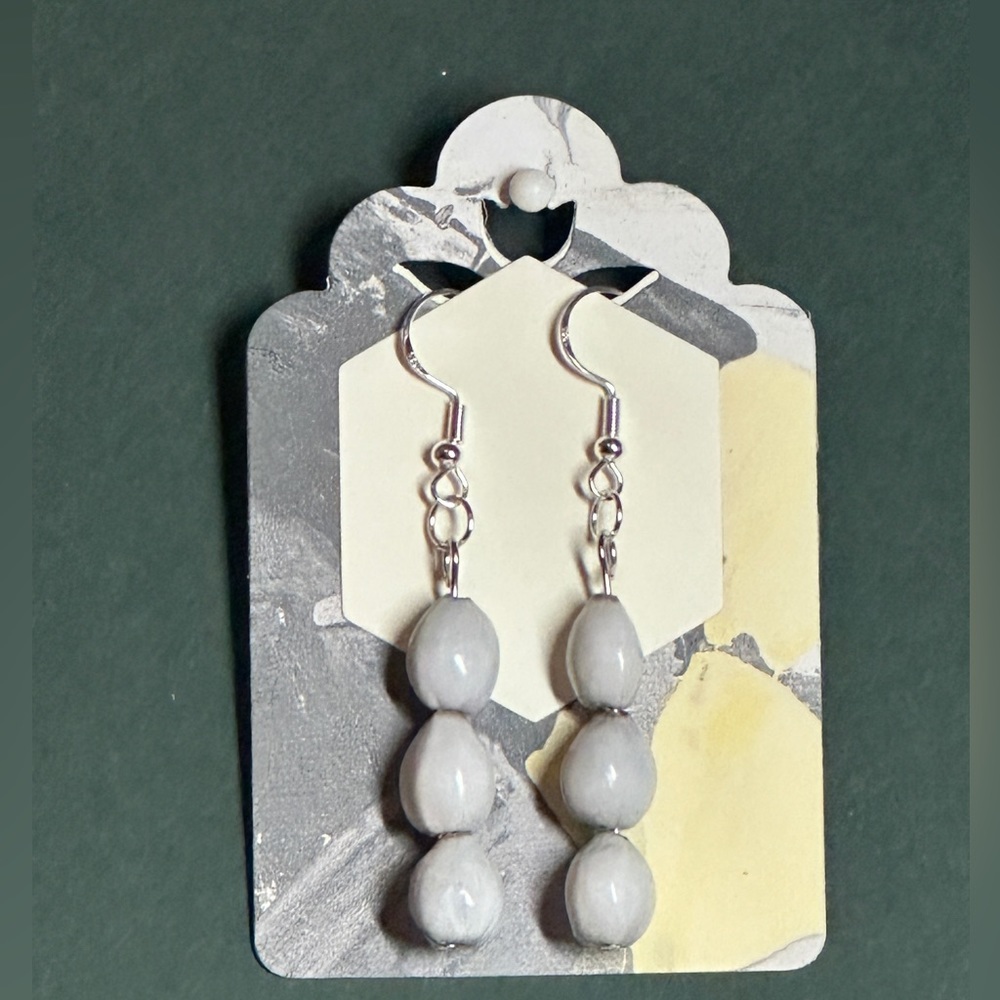 3 drop Job’s Tears earrings; Hand made with sterling silver hooks.